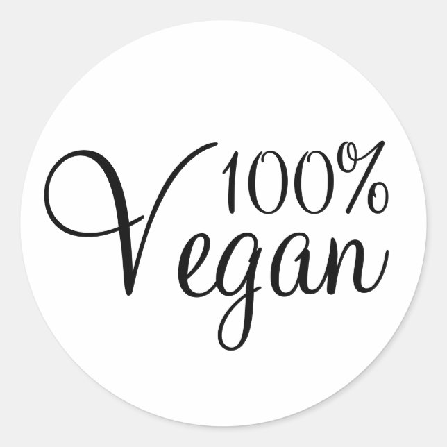 Redonda 100% Vegan Pegatina (Anverso)