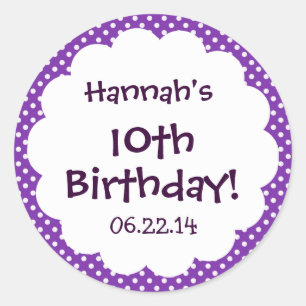 Redonda 10.º cumpleaños Pegatina de nombres personalizados