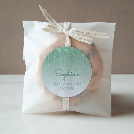 Redonda 18.º Pegatina de la Ronda de Purpurina Verde de Cu