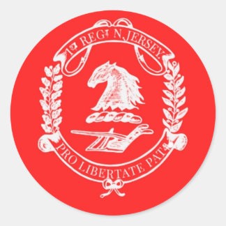 Redonda 1.ᵉʳ Pegatina pequeño con logotipo de NJ