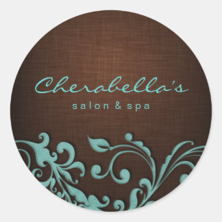 Redonda 232 Linen Salon spa pegatina marrón azul