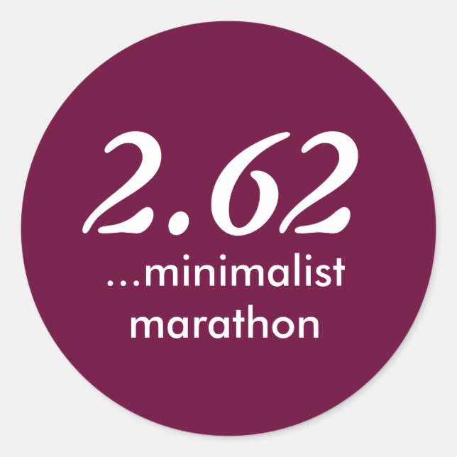 Redonda 2.62 Pegatina de la Maratón Minimalista (Anverso)