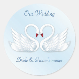 Redonda 2 cisnes blancos estilizados pegatina redondo