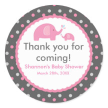 2 ELEFANTES ROSAS Pegatina para Baby Shower de lun