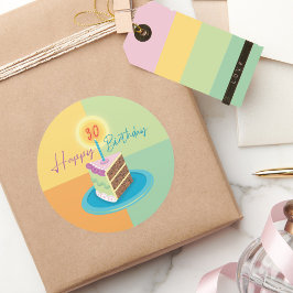 Redonda 30.ª rebanada de cumpleaños de Pegatina de pastele