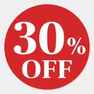 Redonda 30% OFF Pegatina de redondeo clásico de fondo rojo