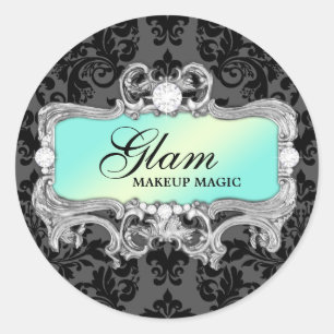 Redonda 311 Aqua Glam Pegatina Loco Damasco Negro
