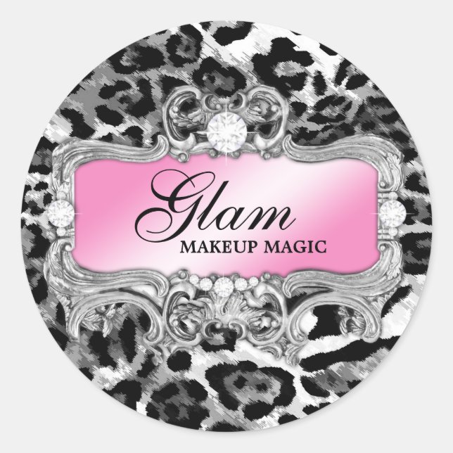 Redonda 311 Glam Crazy Pegatina Leopard Negro (Anverso)