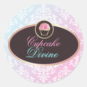 Redonda 311 Pegatina de Cupakes Divine Dreamy Damask