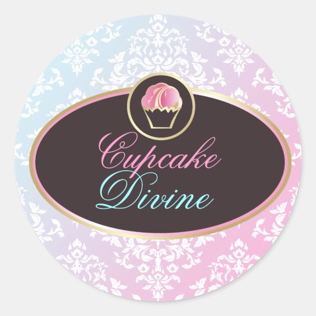 Redonda 311 Pegatina de Cupakes Divine Dreamy Damask (Anverso)