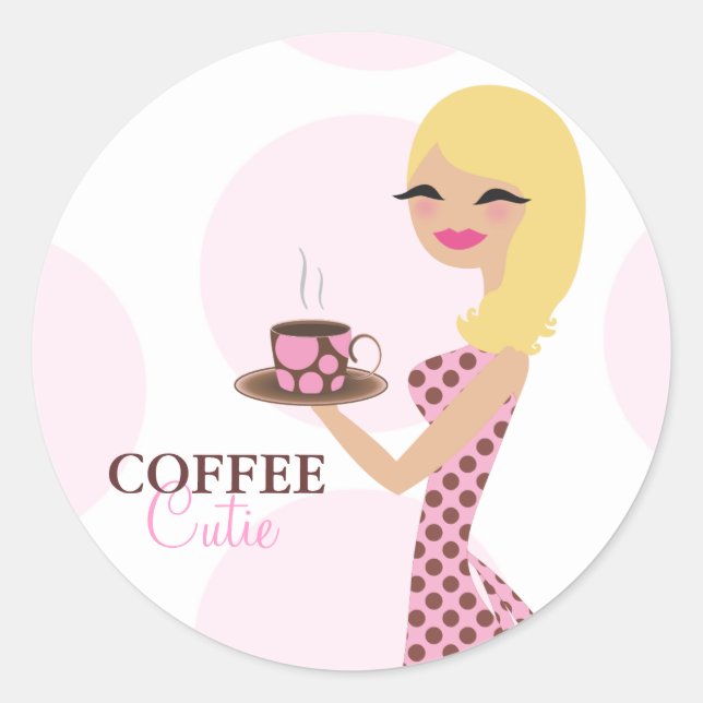 Redonda 311 Pegatina De Onda De Coffee Cutie (Anverso)
