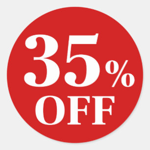 Redonda 35% OFF Pegatina de redondeo clásico de fondo rojo