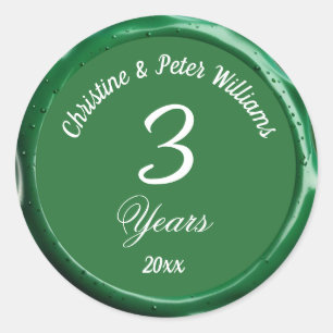 Redonda 3.ᵉʳ Boda de cuero Sage Green Wax Seal Pegatina