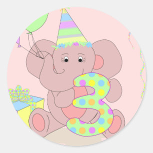 Redonda 3.ᵉʳ elefante Pegatina de Chicas