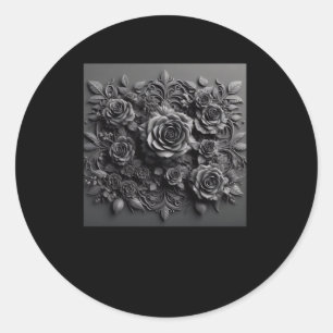 Redonda 3.d Rosas negros #13 Pegatina
