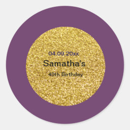 Redonda 40.º Pegatina de cumpleaños