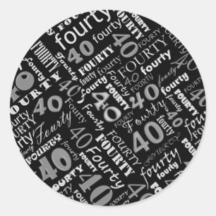 Redonda 40.º Pegatina Fiesta de cumpleaños