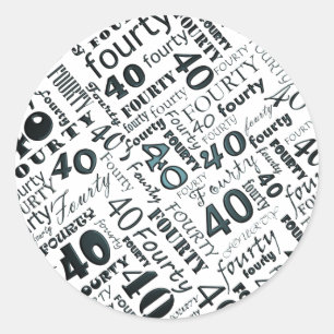 Redonda 40.º Pegatina Fiesta de cumpleaños