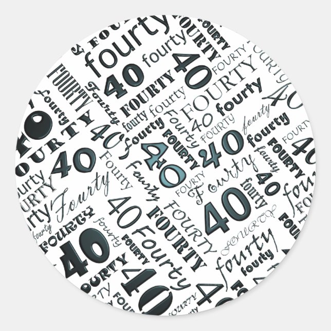 Redonda 40.º Pegatina Fiesta de cumpleaños (Anverso)