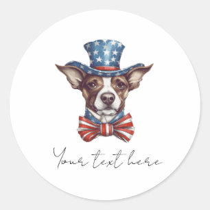 Redonda 4.º Pegatina de Ronda Clásica de Perro de Julio