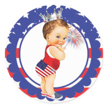4 de julio Pegatina Baby Shower Vintage Baby