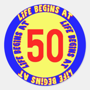Redonda 50.º Pegatina de cumpleaños