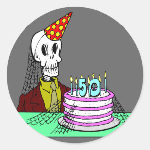 Redonda 50.º Pegatina de cumpleaños
