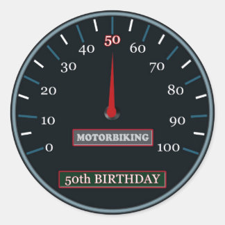 Redonda 50.º Pegatina de cumpleaños