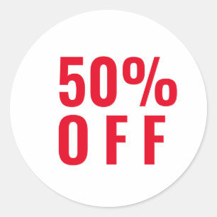 Redonda 50% 50% de descuento Pegatina de ventas