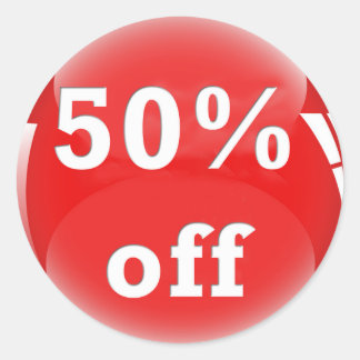 Redonda 50% de descuento (porcentaje) Pegatina brillante r