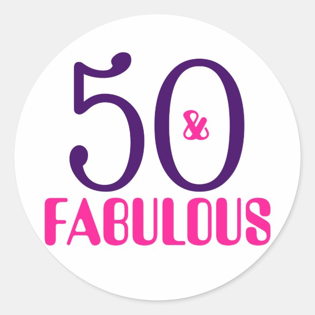 Redonda 50 Y Fabuloso | 50.º Pegatina de cumpleaños (Anverso)