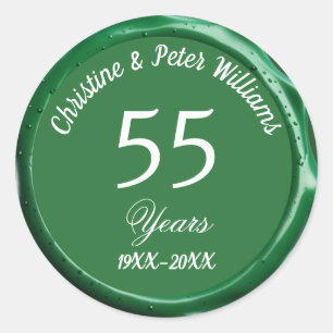 Redonda 55.º Boda esmeralda Sage Green Wax Seal Pegatina