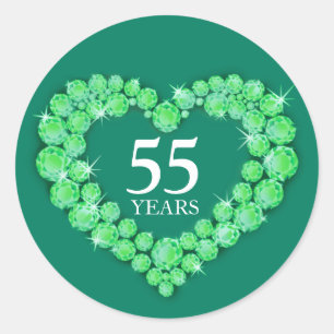 Redonda 55 años de pegatina cardíaco de aniversario esmera