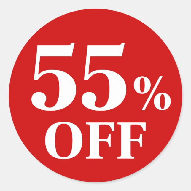 Redonda 55% OFF Pegatina de redondeo clásico de fondo rojo (Anverso)