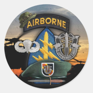 Redonda 5.ª fuerza especial Green Berets lrrp nam Pegatina