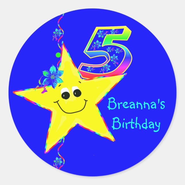 Redonda 5.ª Pegatina de las Estrellas de la Fiesta de Cump (Anverso)