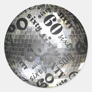 Redonda 60.º Pegatina de la fiesta de cumpleaños