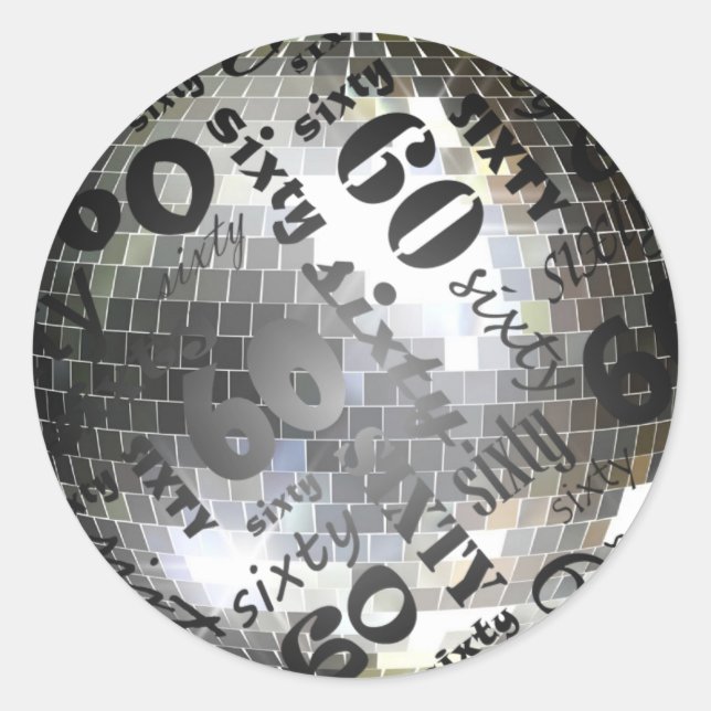Redonda 60.º Pegatina de la fiesta de cumpleaños (Anverso)