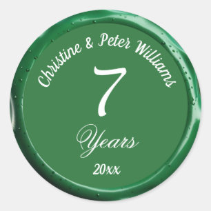 Redonda 7.ª Boda de cobre Sage Green Wax Seal Pegatina