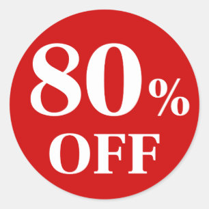 Redonda 80% OFF Pegatina de redondeo clásico de fondo rojo