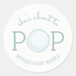 Redonda A punto de pop Bubble Baby Shower Pegatina