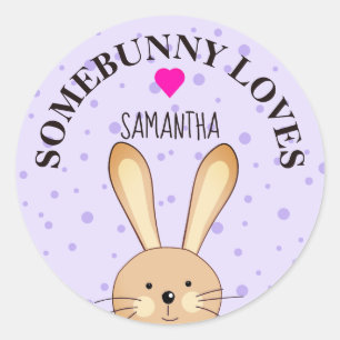 Redonda A Somebunny le encanta Lilac Bunny Round Pegatina