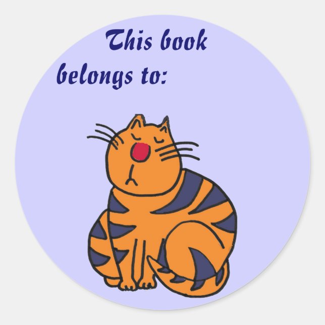 Redonda AB-Cute Funny Pegatina del libro de gatos (Anverso)
