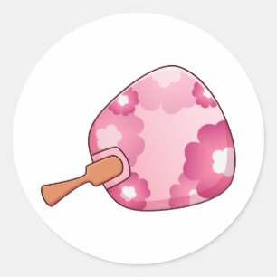 Redonda Abanico Japonés Rosado Floral Uchiwa Pegatina para
