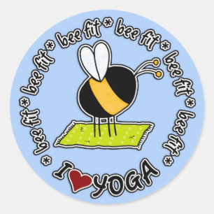 Redonda abeja cabida - pegatina de la yoga