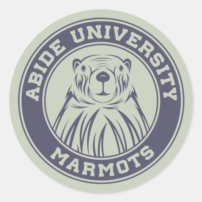 Redonda Abide University Marmots Classic Round Pegatina (Anverso)