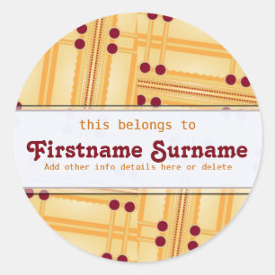 Redonda Abstract Matchsticks Pegatina de la placa de bibli