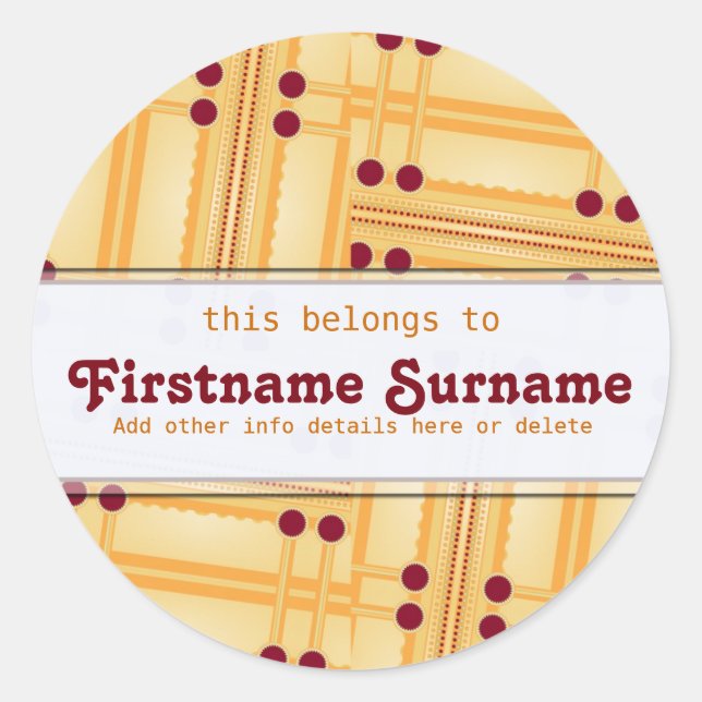 Redonda Abstract Matchsticks Pegatina de la placa de bibli (Anverso)