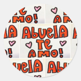 Redonda Abuela Te Amo Pegatina por Tamara Diaz Art
