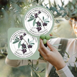 Redonda Aceite de oliva con Pegatina de Ilustracion de oli